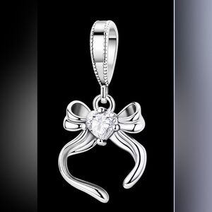 Silver Soarkle Dangle Bow Charm